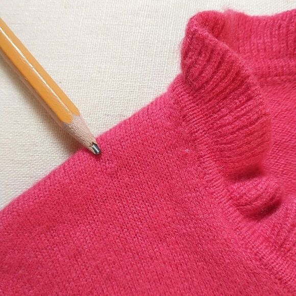 J Crew Cardigan Sweater Womens L/XS/S*Red Wool Cashmere Blend Ruffled Collar - Picture 8 of 9